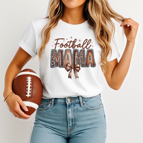 🏈 Game Day Football Mama  T-shirt XXL- 3XL Leopard, lace bow New White Handmade - Picture 13 of 14